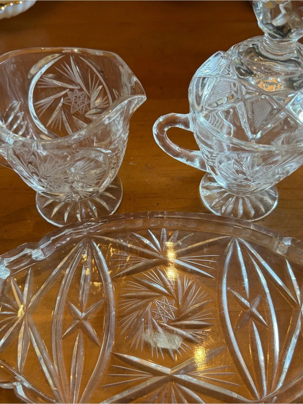 Clear Cut Glass Creamer and Sugar Set - Classic Crystal-Style Design